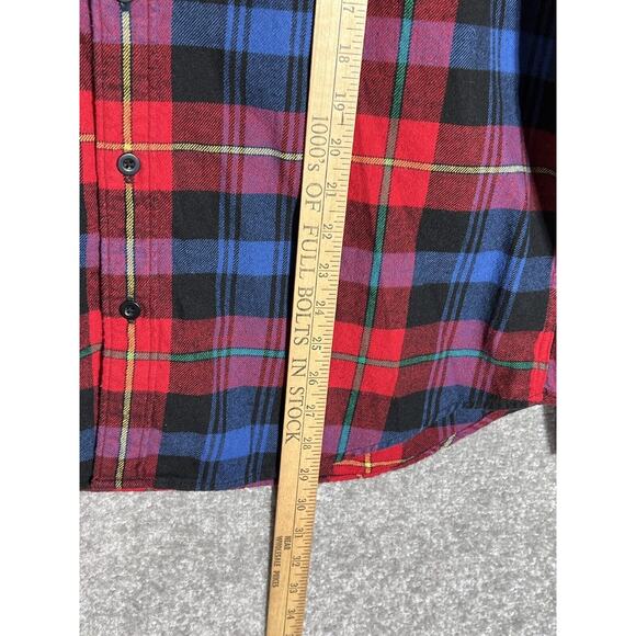 American Eagle Flannel Shirt Men Size XL Red‎ Blue Plaid Classic Fit Button Up - Picture 6 of 6